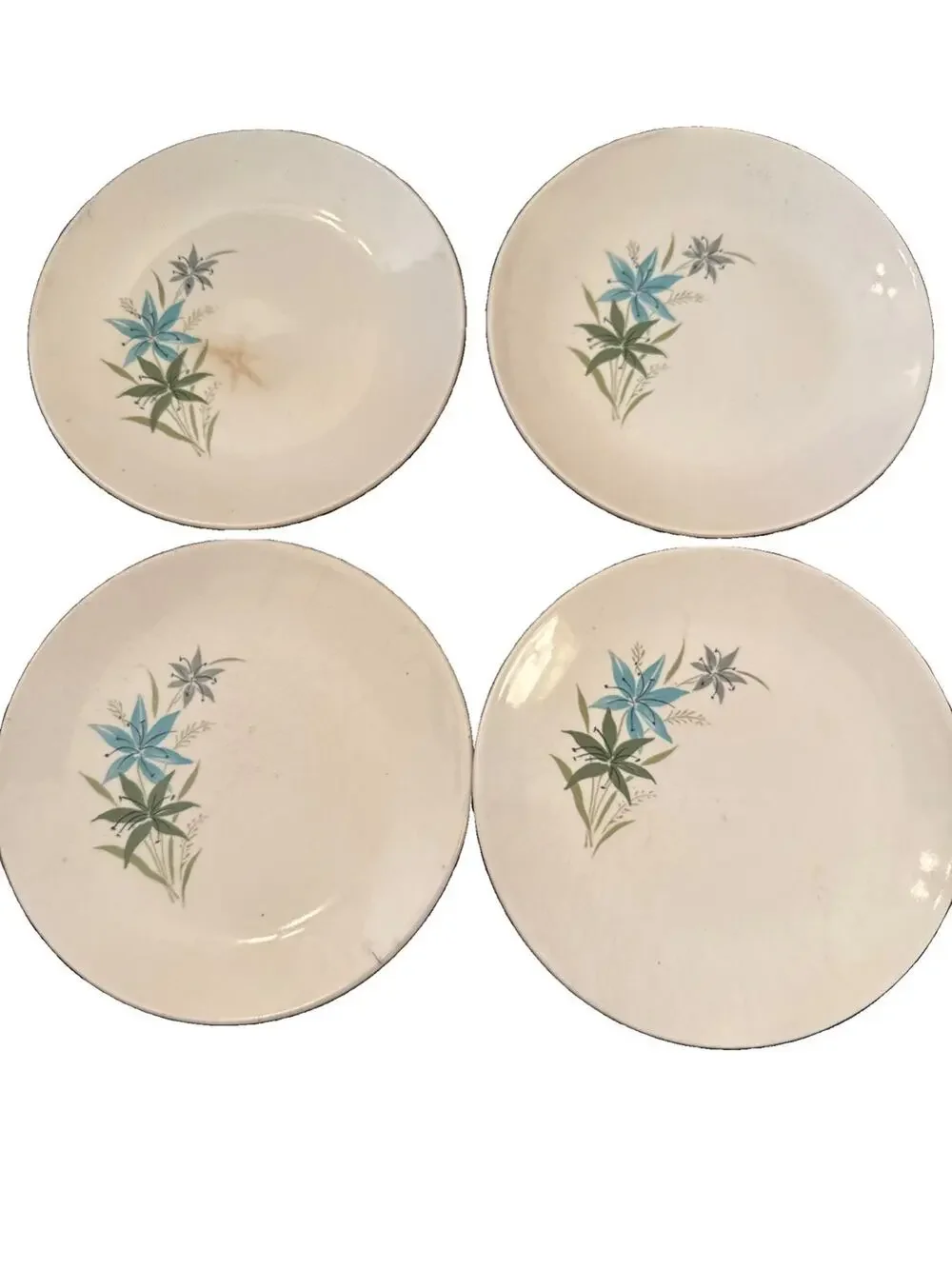 Set Of 4 Vintage MCM Sabin China Tiger Lily 6” Bread And Butter Dishes preowned